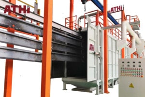 athi continuous overhead monorail shot blasting machine